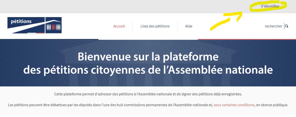 guide petition assemblee nationale etape 1